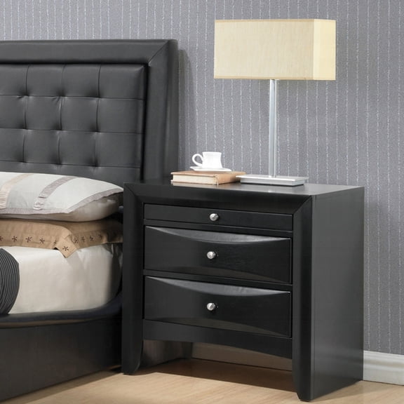 Black 2 Nightstand With Handy Tray - Meets Bedroom Storage Demands In Practical Option Enhances Space