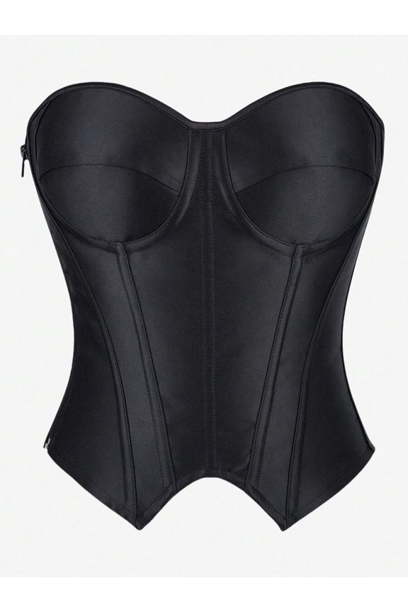 Black-2 Overbust Corset Bustier Strapless Shapewear Slimming Top