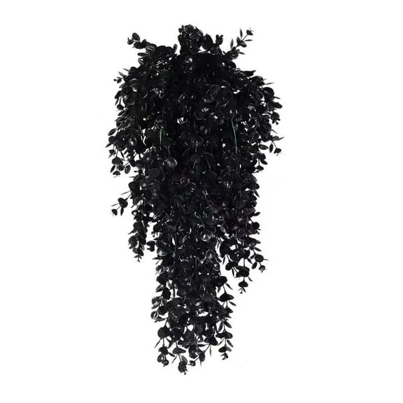 Black 2 Pack Black Artificial Hanging Plants Faux Leaf Vine For Wall Room Patio Indoor Outdoor Decor Length 29.9 Inch