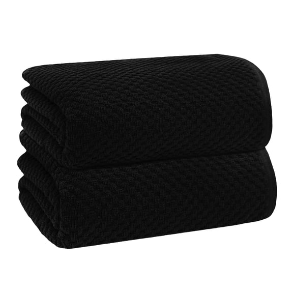 Black 2 Pack Bath Sheet Waffle Weave Euro Spa Towel