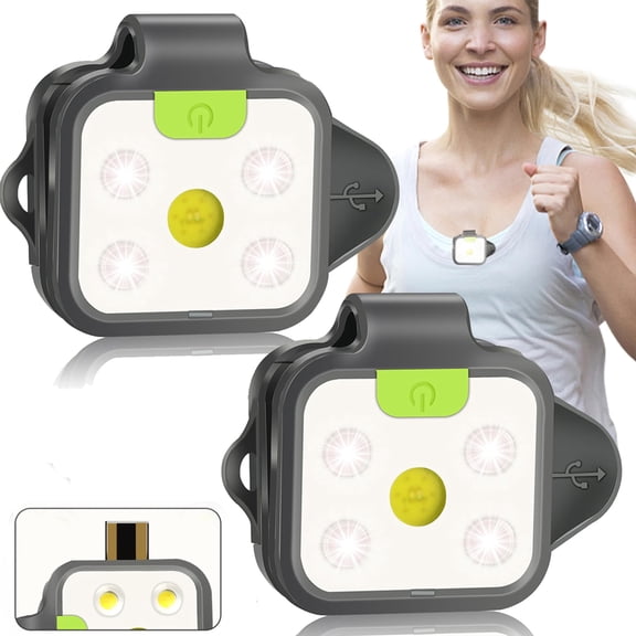 Black 2-Pack Rechargeable LED Clip-On Safety Lights for Running, Jogging and Outdoor Activities
