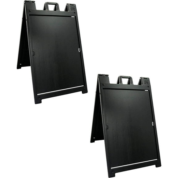 Black 2-Pack of Plasticade Signicade Deluxe A-Frame Sidewalk Curb Sign Portable Folding Double-Sided Display with Quick-Change System