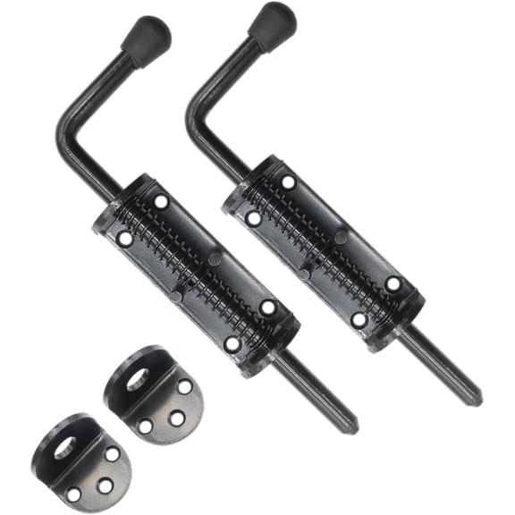 Black 2 Packs 8.5 Inch Heavy Duty Spring Loaded Latch Pin, Sliding Barrel Door Lock for Chests/Cabinets/Utility Trailer Gate, 2mm Thickened Interior and Outdoor Latch