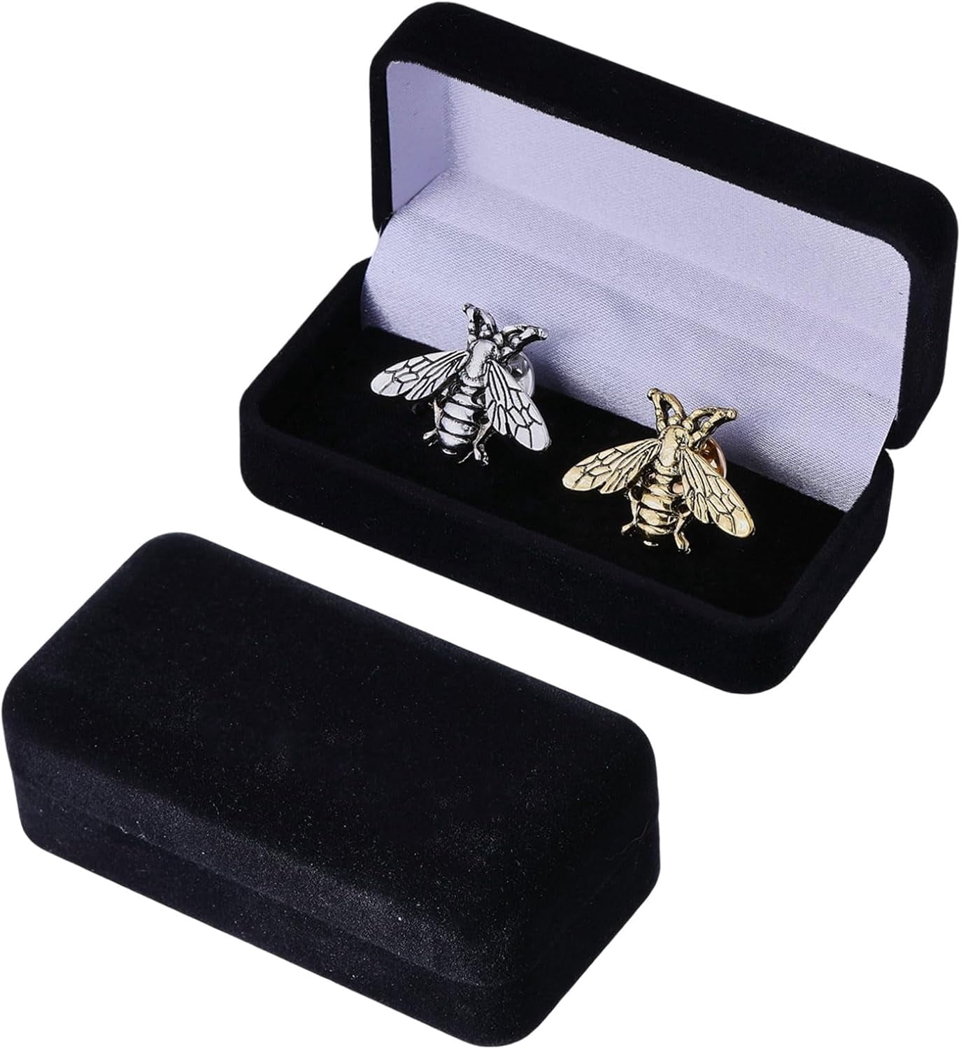 Elegant Black Wooden Cufflink Display Box Ring Tie Clip Storage