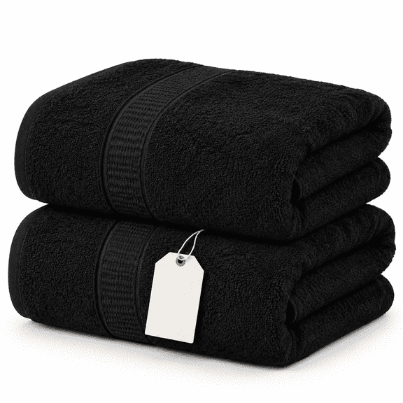 Black 2 Piece Bath Sheet 600 GSM 35x70 Inch Ring Spun Cotton Towel Set