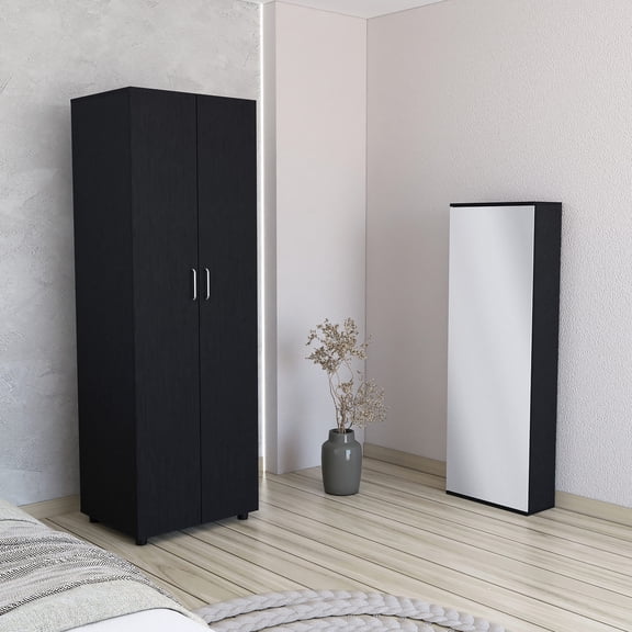 Black 2 Piece Bedroom Furniture Set, Full Bed, Particle Board / Enhanced Assembly Support with QR Codes