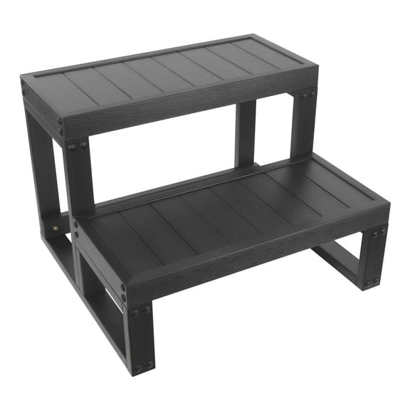 Black 2 Steps Slip-Resistant Patio Spa Hot Tub Step Stairs Portable Universal