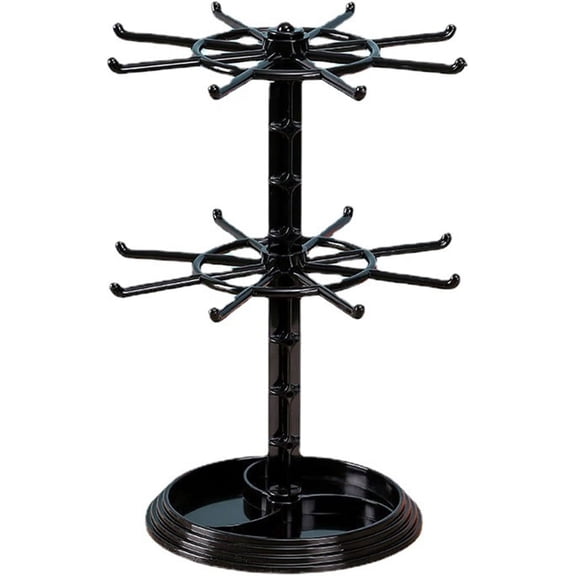 Black 2-Tier Rotating Jewelry Stand 360 Degree Spinner Display Rack Storage Organizer for Necklaces Bracelets Earrings