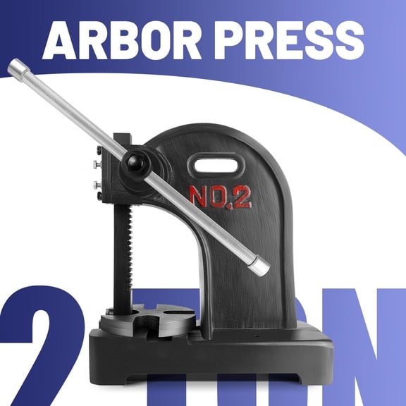 Black 2 Ton Manual Arbor Press, Sturdy Cast Iron Bench Press with Ratchet Mechanism for Bearing Press, Rivet Setting, Metal Forming and Garage Workshop Projects
