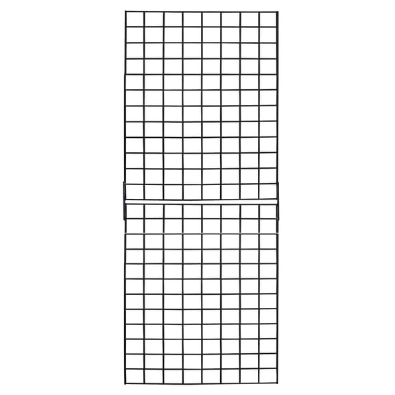 SSWBasics Black 2' X 6" Wire Grid Kit - (2) 2' X 3" Panels-Black Wire Grid Wall Panels - Multi-Purpose Metal Grid Wall for Retail and Craft Fair Display