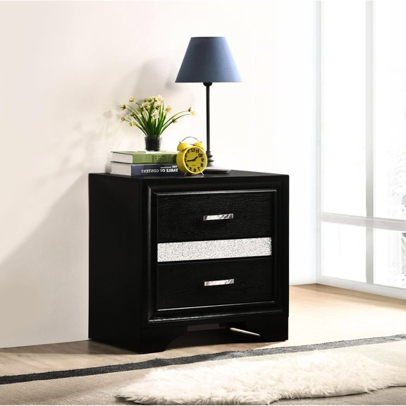 Black 2-drawer Nightstand with Hidden Jewelry Compartment / Unique Bedroom Storage