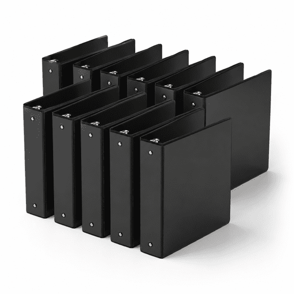 Black 2-inch 10-pack 3-ring binders for 8.5x11 inch paper office school supplies