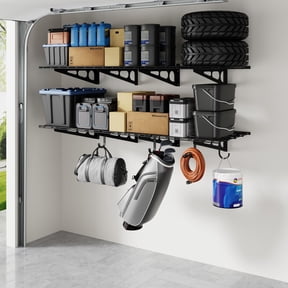 Black 2 pack-2x6 ft w/ 4 hooks Wall Mounted Storage Shelves