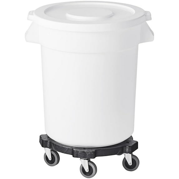 Black 20 Gallon Commercial Round Trash Can with Lid Dolly Heavy-Duty Plastic Anti-Static Rolling Waste Container Ingredient Bin for Kitchen Office Outdoor