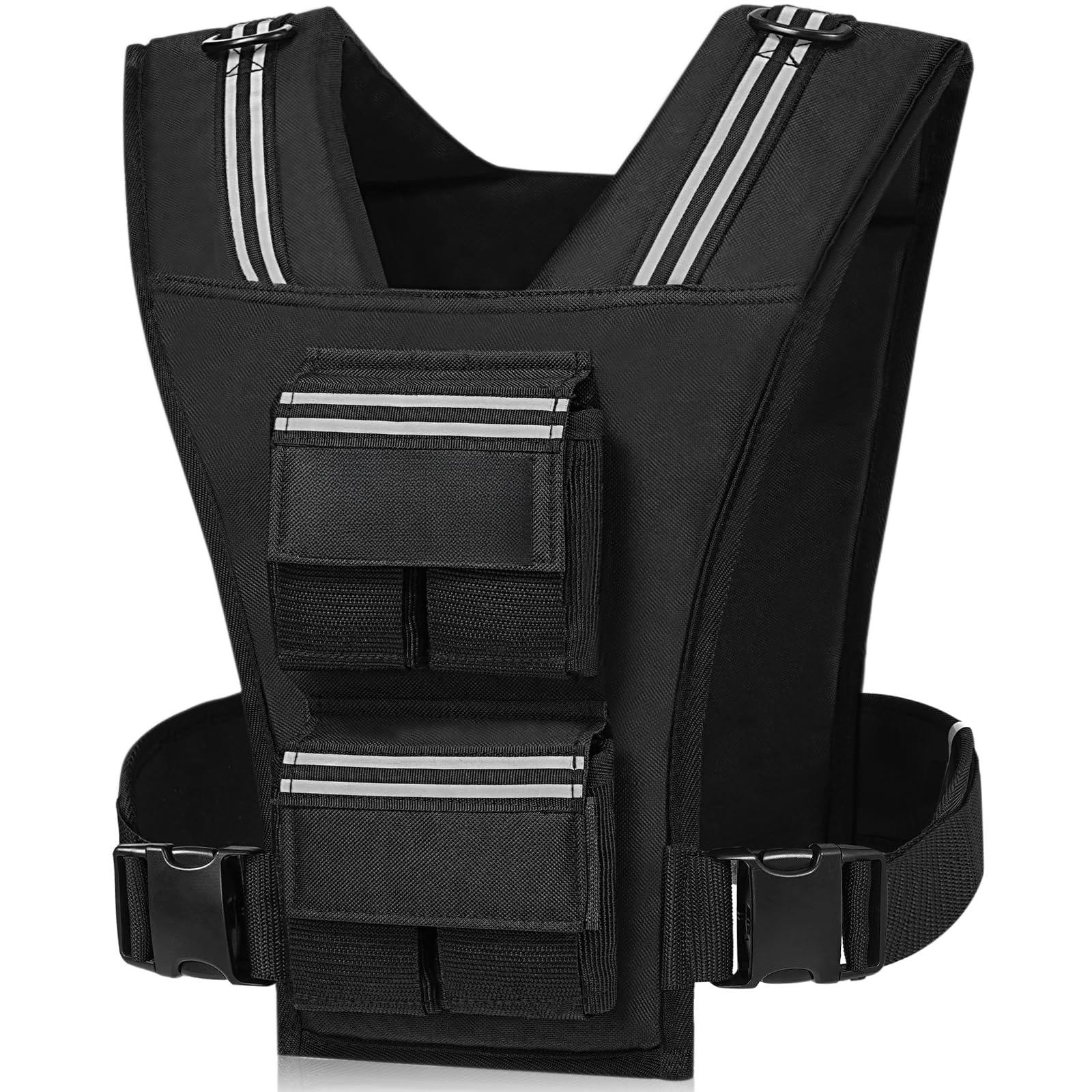 Black 20 LB Adjustable Weighted Vest for Strength Training, Walking, Running