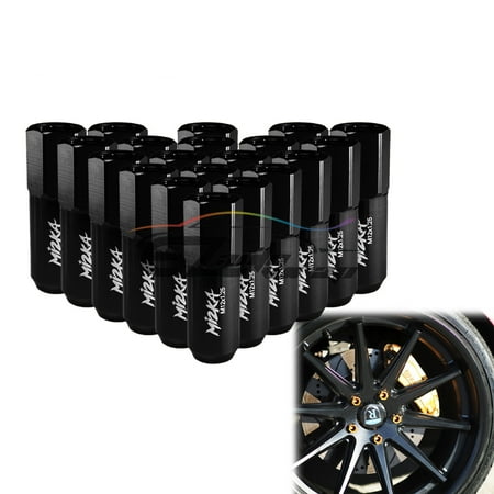 Black 20 PCS M12X1.5 Lug Nuts Extended Tuner Aluminum Wheels Rims Cap WN02 Mi2KA