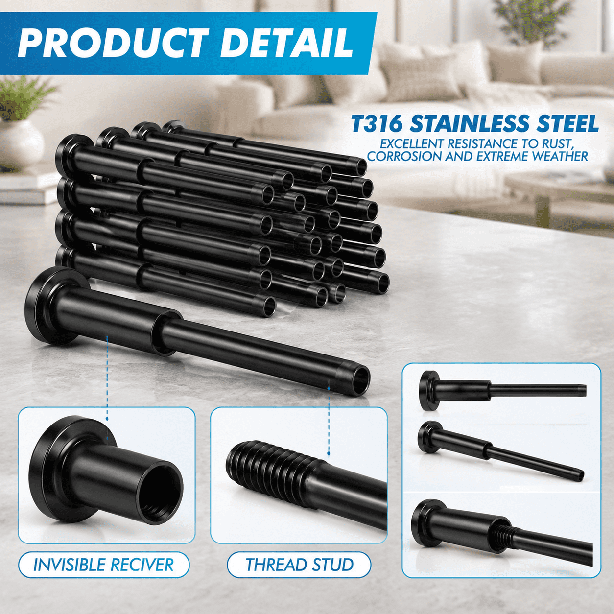 Hdb Railing Black 20 Pack 1/8