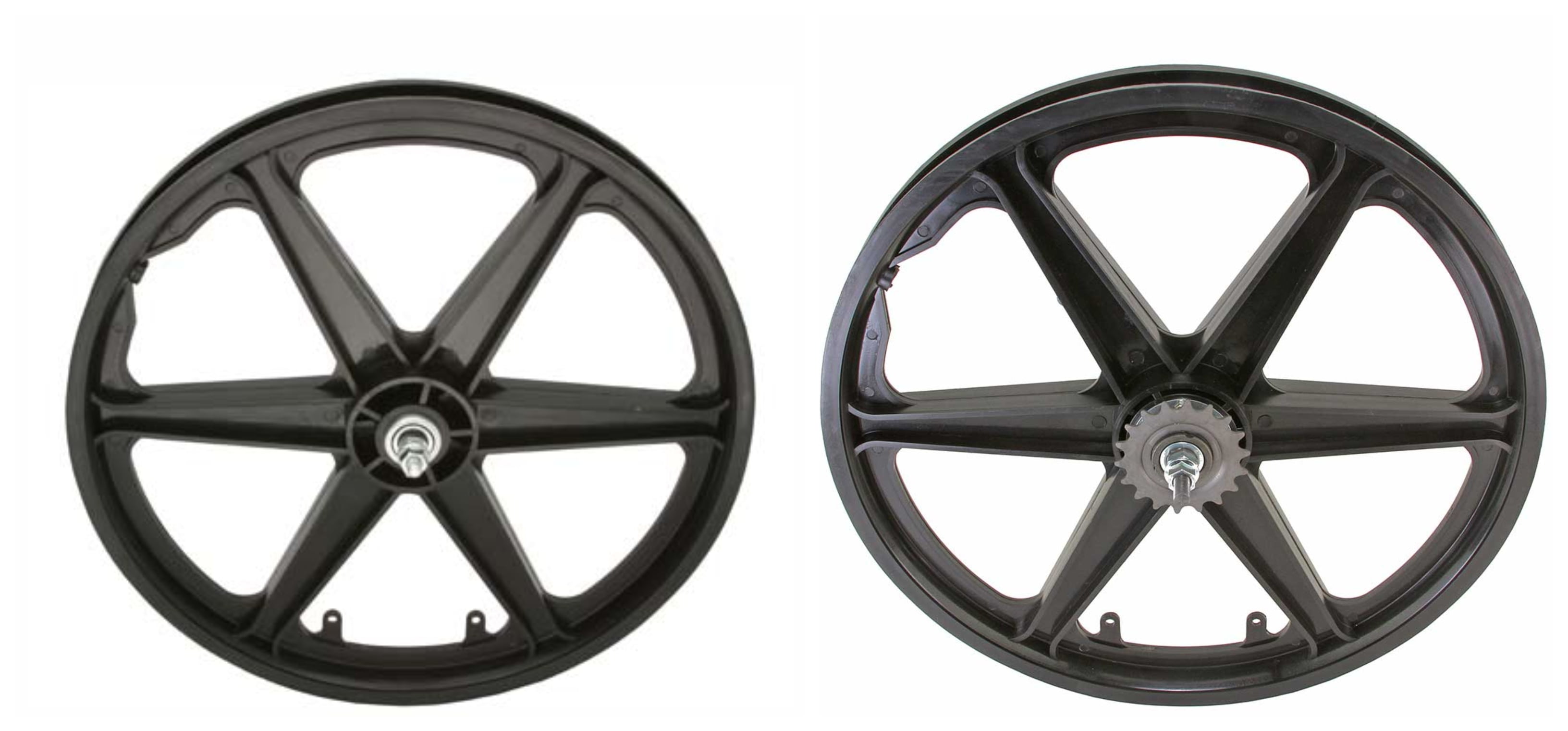 Black 20 Plastic 6 Spoke Bike Wheel Set with 3 8 Axle. Front and Rear Coaster Bicycle wheel Set for 20 inch Bike BMX bikes Walmart