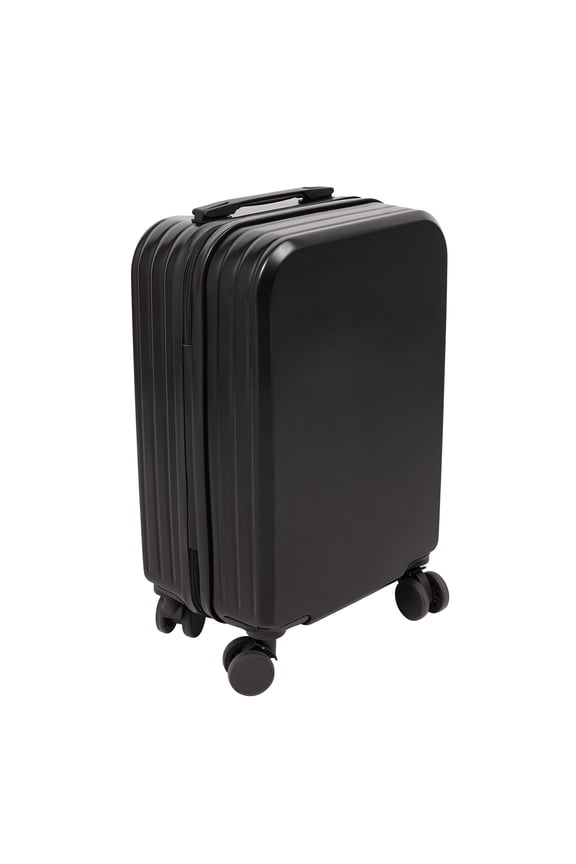 Black 20" Travel Luggage Suitcase Carry On Luggage with 4 Universal Wheels and USB Port Hard Shell Rolling Travel Suitcase with Cup Holder 3-Digit Combination Lock Design 88.18lbs Capacity