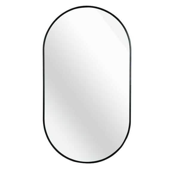 Black 20 X 28 Inch Metal Oval Mirror,Black Aluminium Alloy Household Supplies Décor Mirrors Bathroom Mirrors