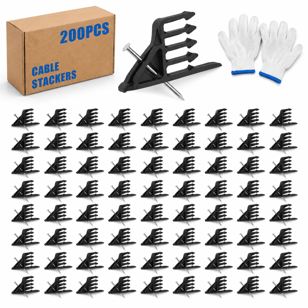 Black 200 Pack Cable Stackers Electrical Wire Clips Cable Organizers ...