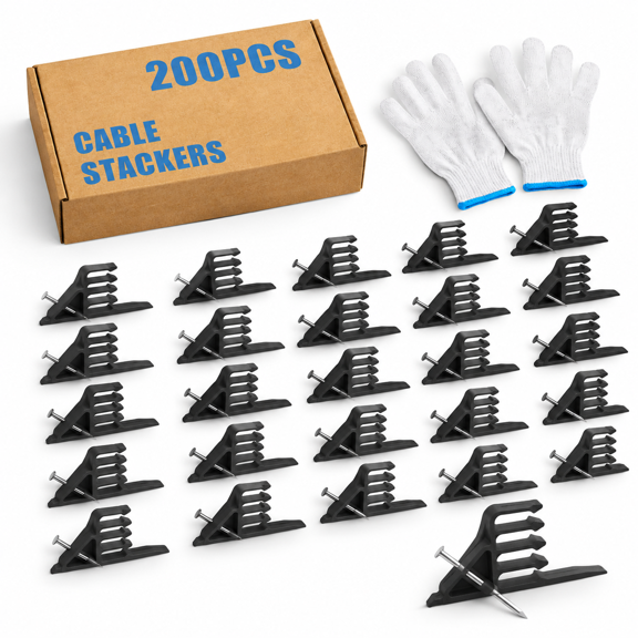 Black 200 Pack Cable Stackers Electrical Wire Clips Cable Organizers