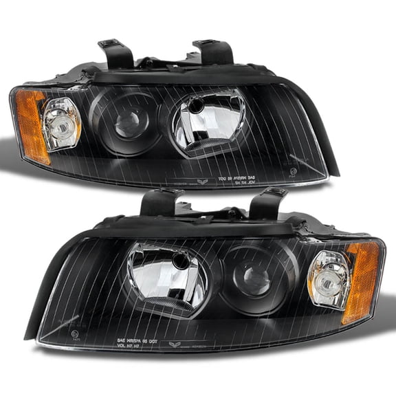 Black 2002-2005 Audi A4 S4 B6 Quattro Projector Headlights Replacement 02-05 Set