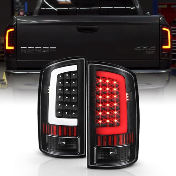 Black 2002-2006 Dodge Ram 1500 03-06 2500 3500 LED Bar Tail Lights Brake Lamps