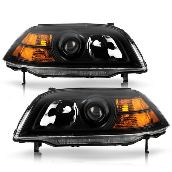Black 2004 2005 2006 Acura MDX Replacement Headlights Headlamps Front Left+Right