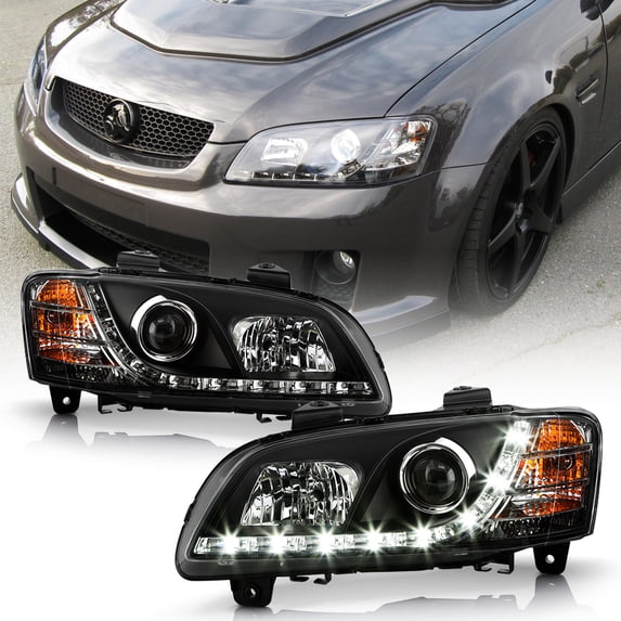 Black 2008 2009 2010 Pontiac G8 LED DRL Projector Headlights w/ Running Lights