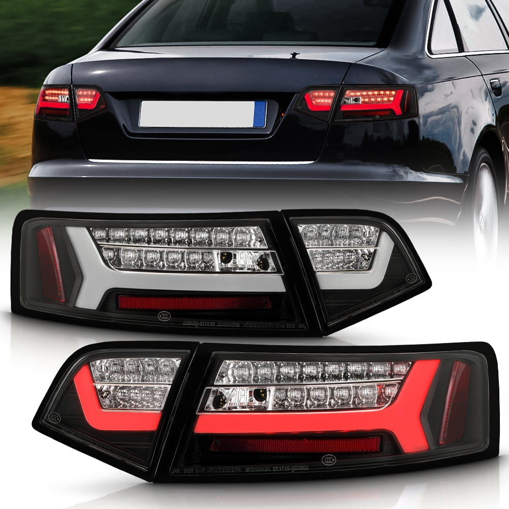 Black 2009 2010 2011 Audi A6 S6 Sedan LED Neon Bar Tail Lights Lamps Left+Right