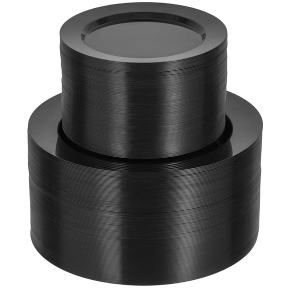 Black 200PCS Plastic Disposable Party Plates, 100 Dinner 10.25 Inch & 100 Dessert 7.5 Inch