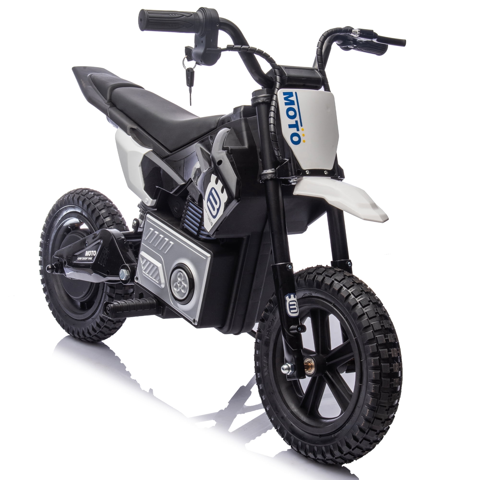 Sluting Kids Ride On Electric Motocross Motorcycle Black 24V with LED Lights for Ages 5-12 1-Count