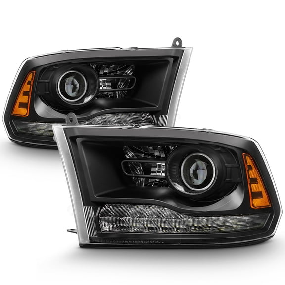 Black 2013-2018 Dodge Ram 1500 2500 3500 LED DRL Projector Headlights Headlamps
