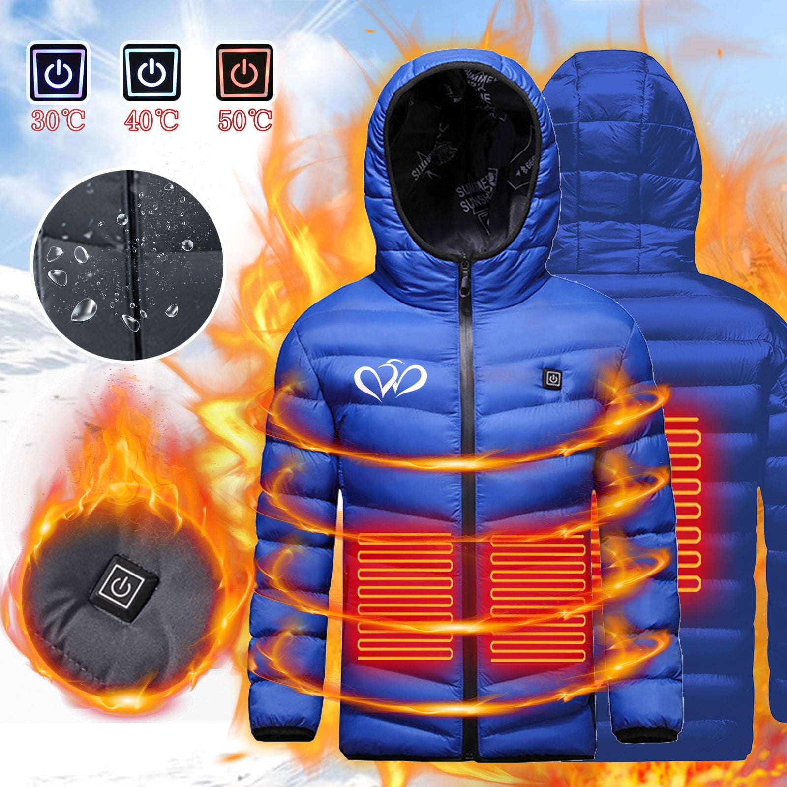 Black 2023 Friday Deals Floleo 2023 Winter Heated Vest Coat USB