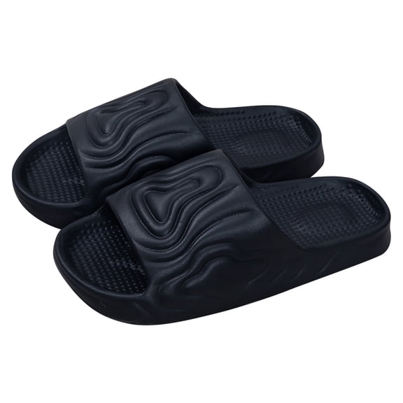 Black 2026 Mens Casual Eva Slippers Summer Outdoor Indoor Round Toe Slides Comfortable Bathroom Home Slip On
