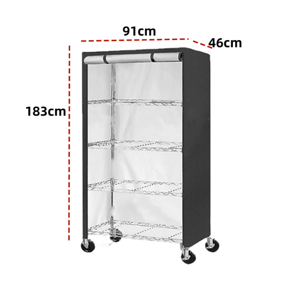 Black 210D Polyester Storage Shelving Unit Cover, Dustproof Wire Rack Cover, Waterproof Shelf Cover for Home Shelving Unit