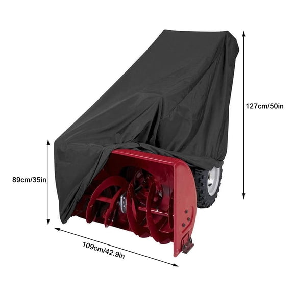Black 210D Silver-Coated Oxford Snowblower Cover with Storage Bag, Waterproof Rainproof Dustproof Protector for Snow Thrower, 42.9x31.9x35.0/50.0in 127cm black