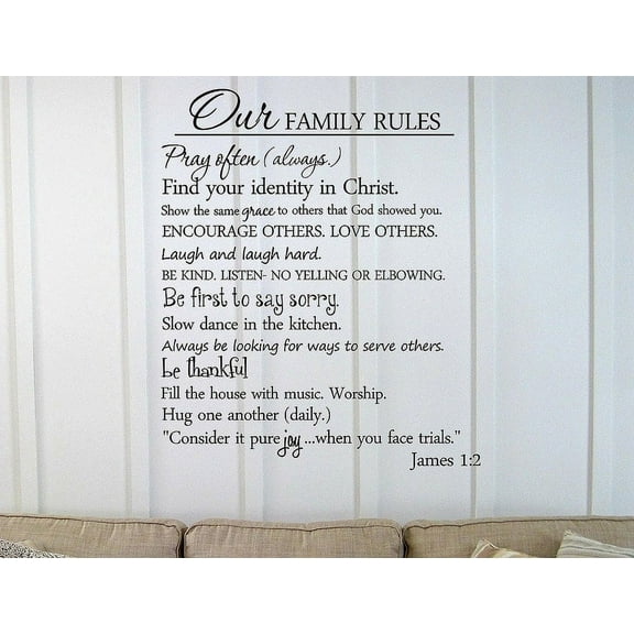 Black 22" x 29" Our Family Rules... Vinyl wall art Inspirational quotes and saying home decor decal sticker
