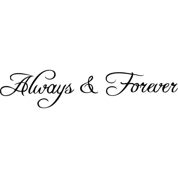 Picniva Always and Forever Love Quote Vinyl Wall Decal, Black, 22 x 5 in, Adhesive Vinyl Lettering Sticker for Bedroom Living Room Anniversary Decor