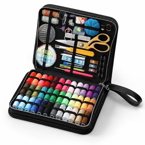 Black 232-Piece Large All-In-One Sewing Kit for Home, Travel, and Beginner Mending