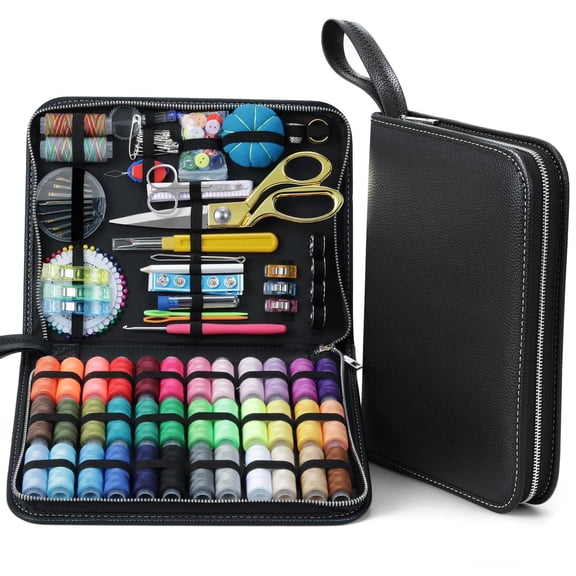 Black 232-Piece Large Sewing Kit for Home Travel Dorm Emergency Mending