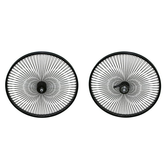 Black 24" 144 Spoke Wheel Set. Front and Back Coaster Wheel