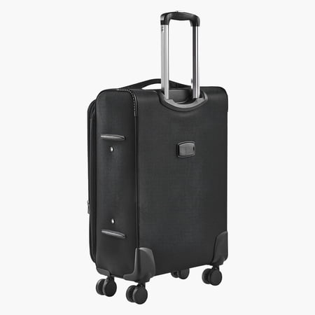 Black 24-Inch Checked Luggage with Spinner Wheels, Softside Expandable Travel Suitcase