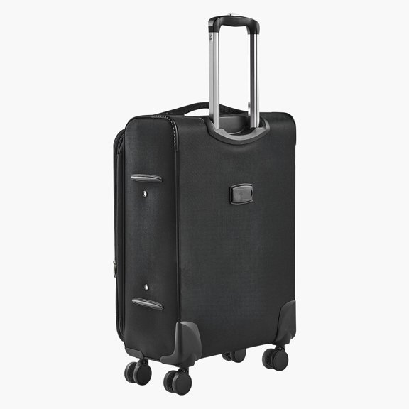 Black 24-Inch Checked Luggage with Spinner Wheels, Softside Expandable Travel Suitcase