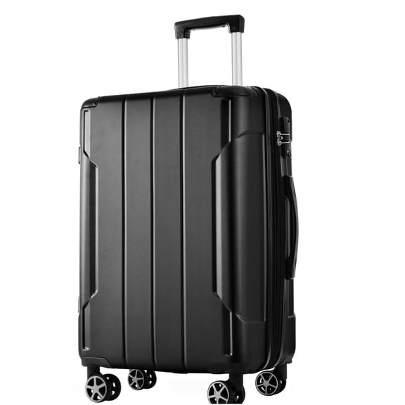 Black 24 Inch Hardshell Suitcase, TSA Lock Expandable Checked Luggage with 8 Spinner Wheels