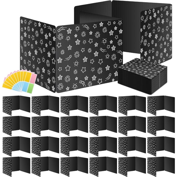 Black 24-Pack Desk Dividers for Students, Waterproof Plastic Study Carrel Divider, Durable Testing Dividers for Classroom Teacher Supplies, Easy to Clean Privacy Shield Folder Boards for Student Desk