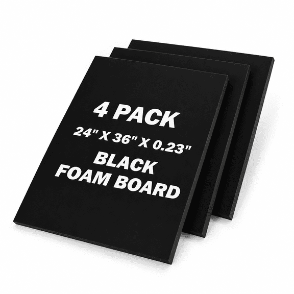 Black 24"x36" Acid-Free Double Sided Rigid Foam Backing Boards 4-Pack