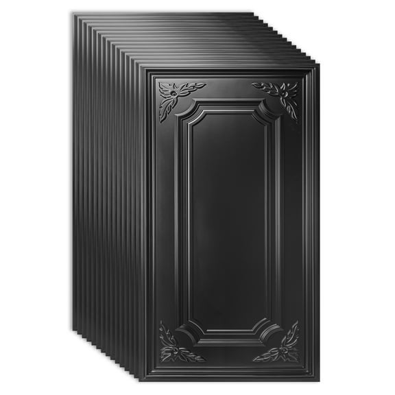 Art3d Black 24''x48'' Drop-In Ceiling Tiles, 12 pack PVC Waterproof 3D Wall Paneling for Interior Decor(96 Sq.ft./Case)