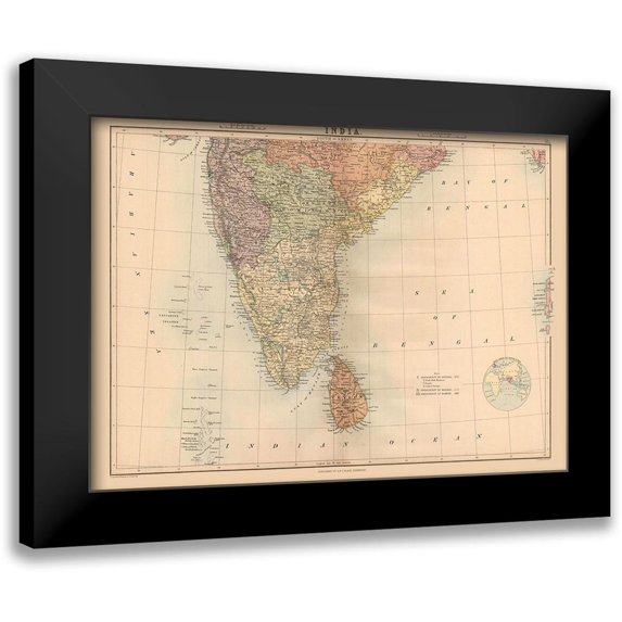 Black 24x18 Black Modern Framed Museum Art Print Titled - India Sri Lanka - Black 1867